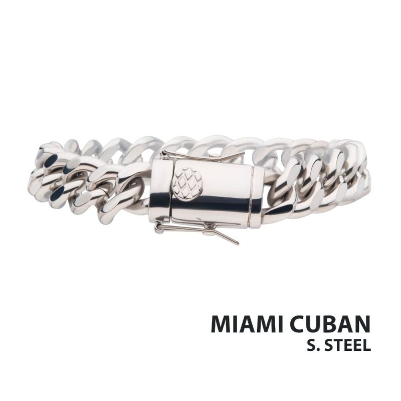 12MM STEEL MIAMI CUBAN CHAIN BRACELET