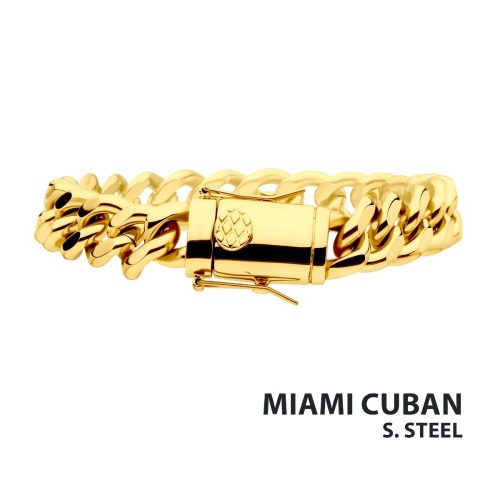 12MM 18K GOLD PLATED MIAMI CUBAN CHAIN BRACELET