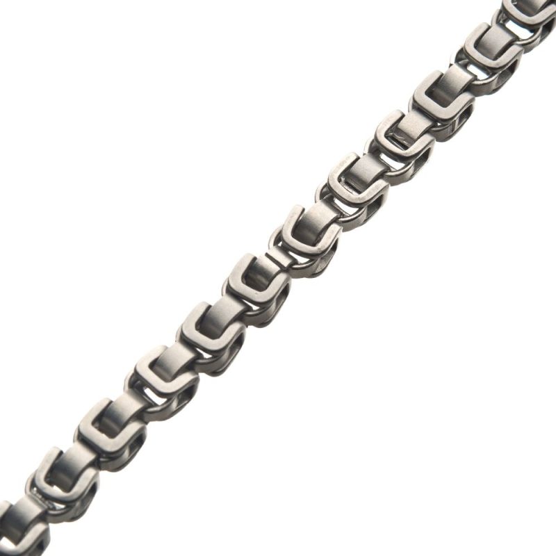MATTE STAINLESS STEEL 5MM BYZANTINE BRACELET - Image 2