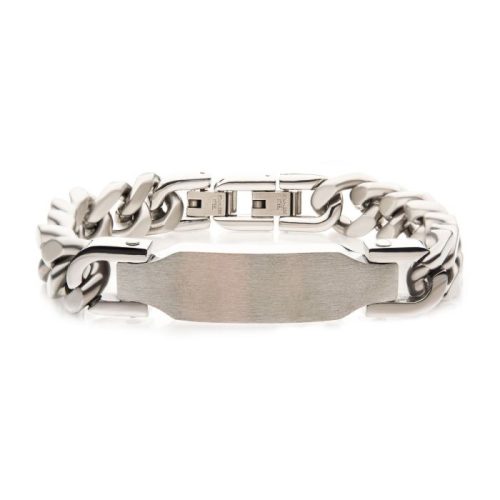 MATTE STAINLESS STEEL ENGRAVABLE ID CHAIN BRACELET