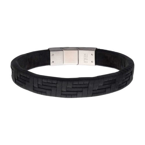 TWILL WEAVE SUEDE BLACK LEATHER BRACELET