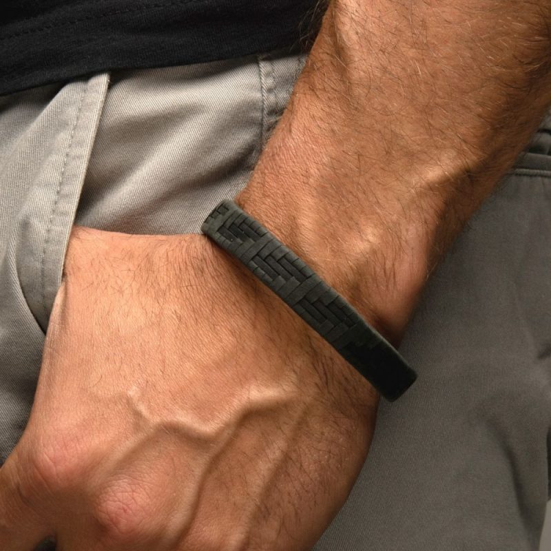 TWILL WEAVE SUEDE BLACK LEATHER BRACELET - Image 2