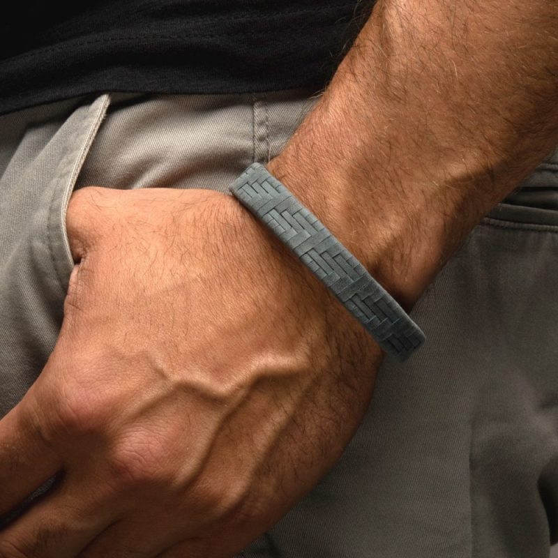 TWILL WEAVE SUEDE GRAY LEATHER BRACELET - Image 2