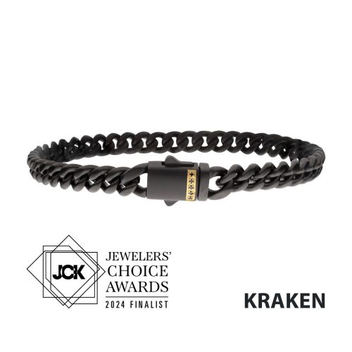 BLACK UP STEEL MATTE FINISH MIAMI CUBAN CHAIN BRACELET WITH BLACK SAPPHIRES