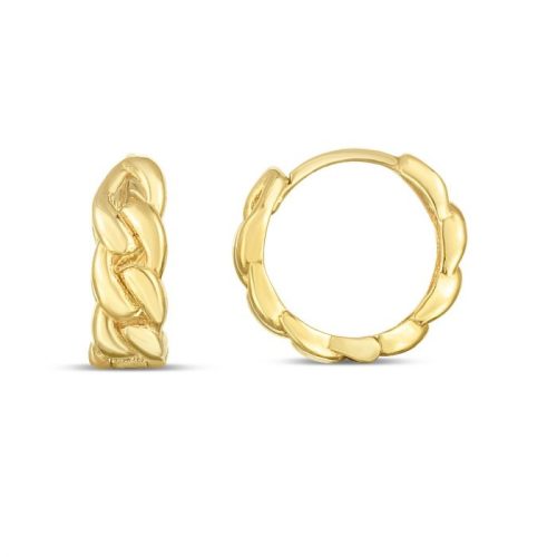 LINKED HUGGIE HOOP EARRINGS