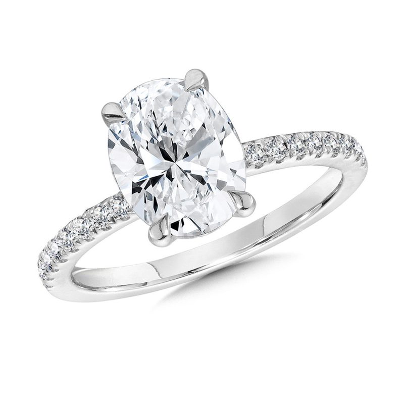 2.04ct OVAL CUT LAB GROWN DIAMOND ENGAGEMENT RING WITH HIDDEN HALO