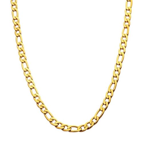 4MM 18K GOLD PLATED IP FIGARO CHAIN NECKLACE-22"