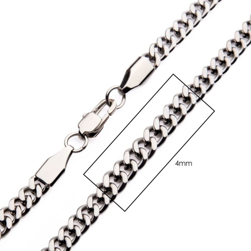 4MM STEEL DIAMOND CUT CURB CHAIN NECKLACE - Image 2