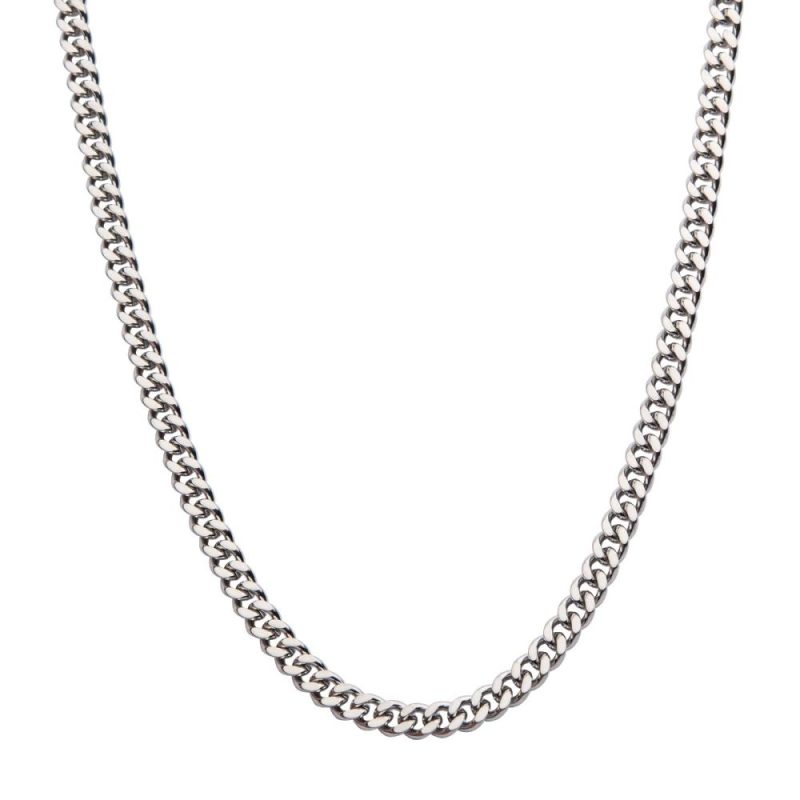 4MM STEEL DIAMOND CUT CURB CHAIN NECKLACE