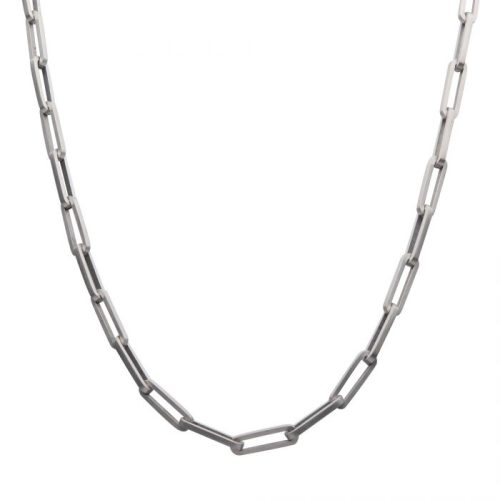 MATTE FINISH STEEL PAPERCLIP LINK CHAIN NECKLACE