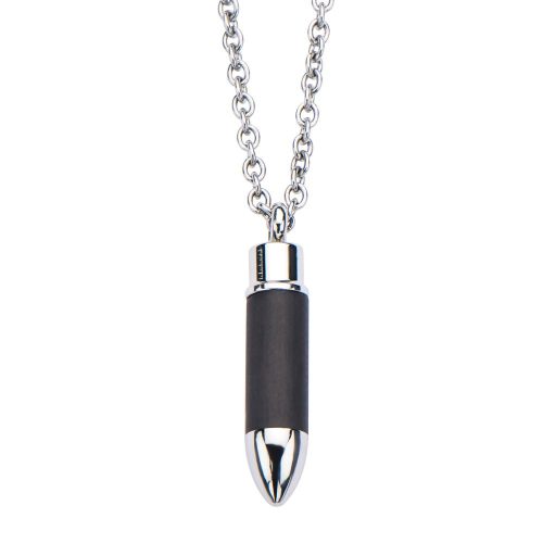 STAINLESS STEEL & CARBO GRAPHITE BULLET PENDANT