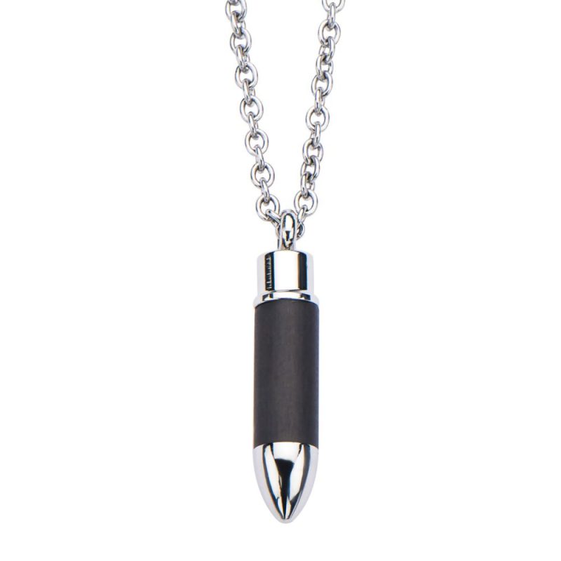 STAINLESS STEEL & CARBO GRAPHITE BULLET PENDANT