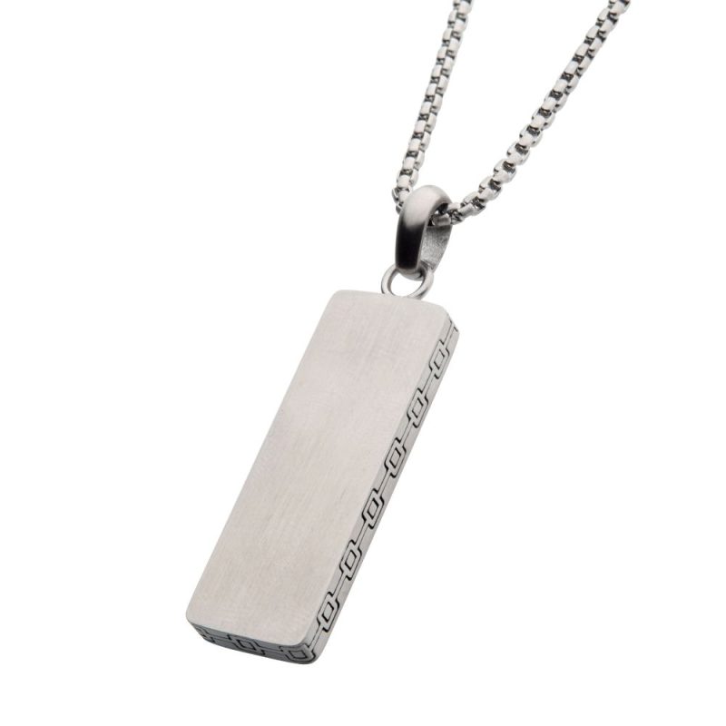 STAINLESS STEEL ENGRAVABLE DROP PENDANT WITH ROUND BOX CHAIN