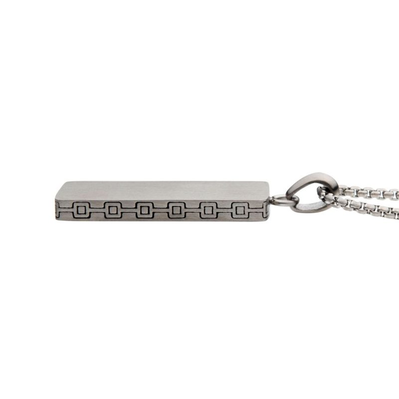 STAINLESS STEEL ENGRAVABLE DROP PENDANT WITH ROUND BOX CHAIN - Image 2
