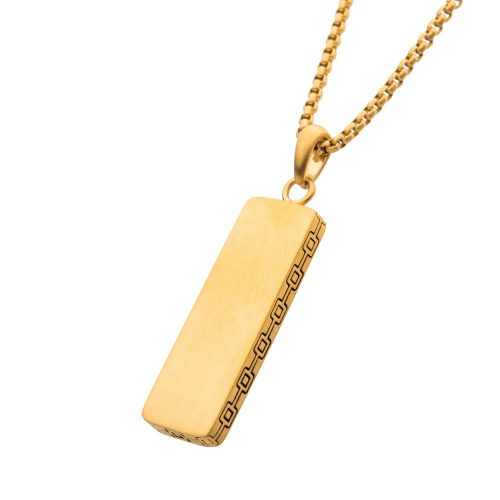 18K GOLD PLATED ENGRAVABLE DROP PENDANT WITH ROUND BOX