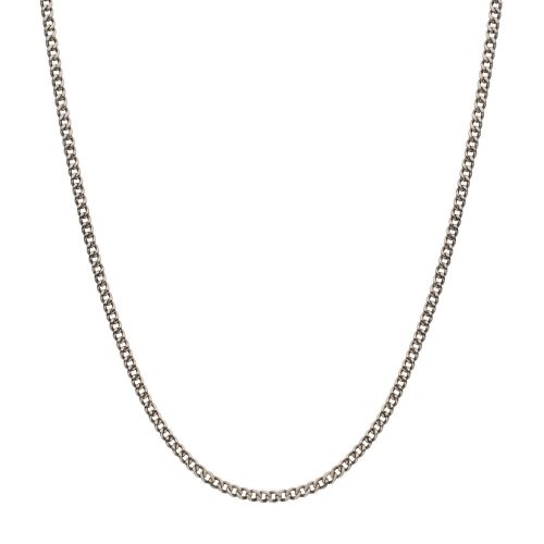 3.5MM TITANIUM FLAT CURB CHAIN NECKLACE WITH LOBSTER CLASP