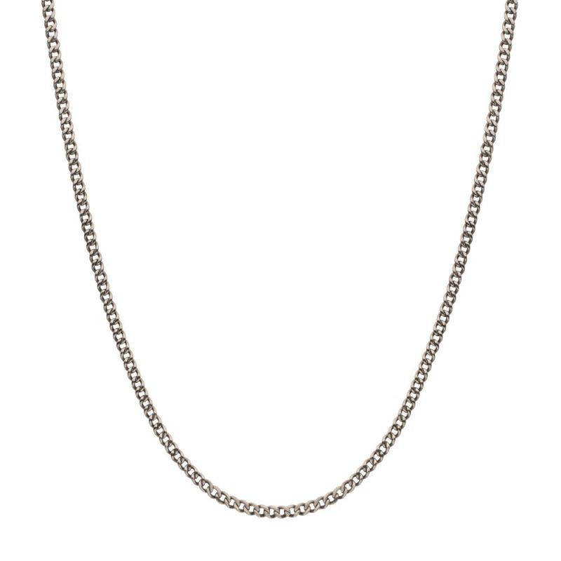 3.5MM TITANIUM FLAT CURB CHAIN NECKLACE WITH LOBSTER CLASP