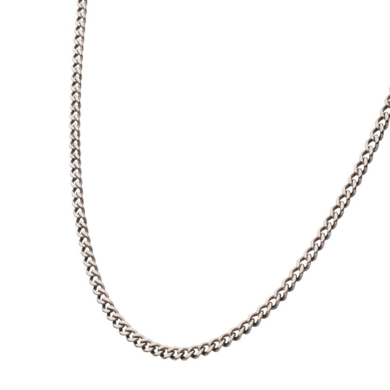 3.5MM TITANIUM FLAT CURB CHAIN NECKLACE WITH LOBSTER CLASP - Image 2