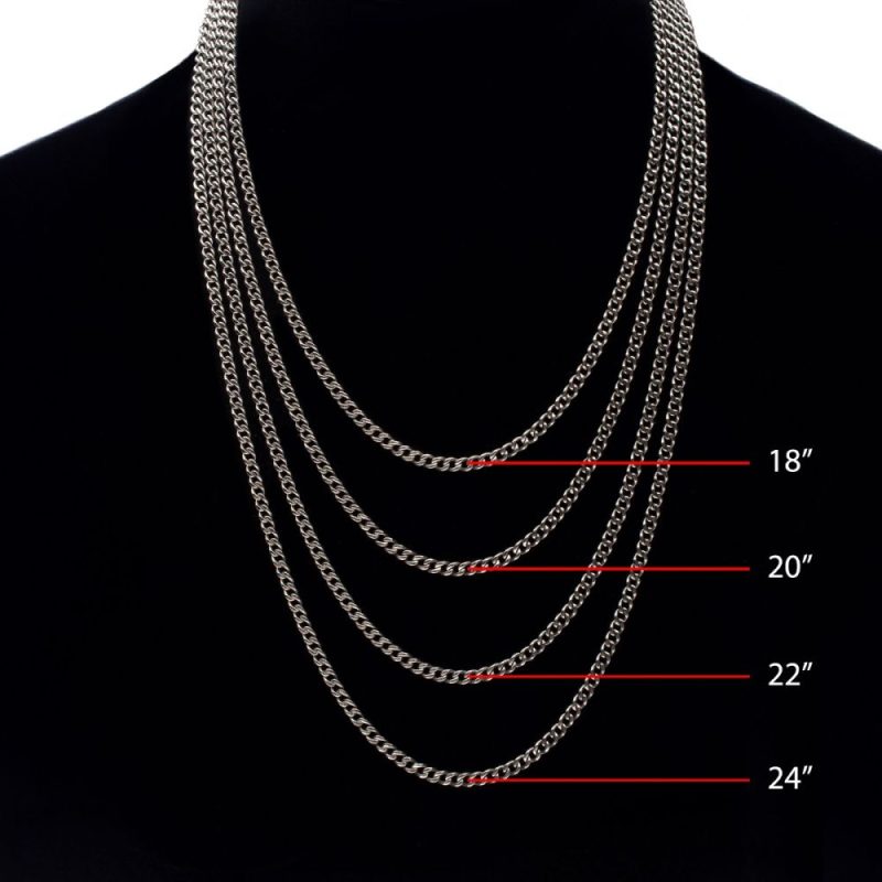3.5MM TITANIUM FLAT CURB CHAIN NECKLACE WITH LOBSTER CLASP - Image 3