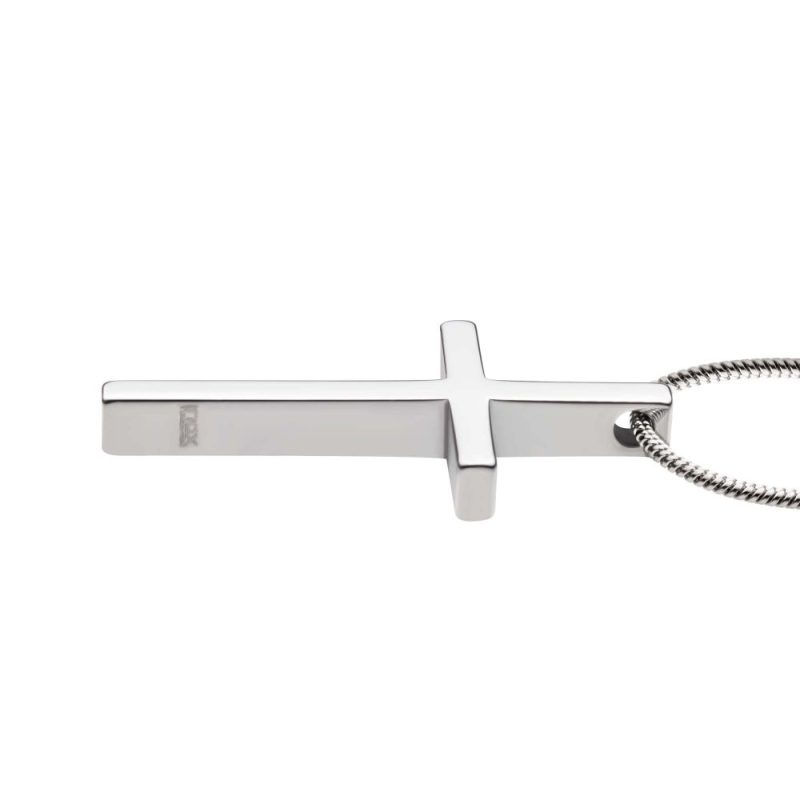 TUNGSTEN CARBIDE CROSS PENDANT W/ STEEL SNAKE CHAIN - Image 2