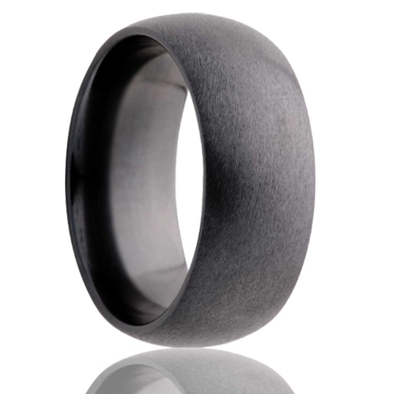 8MM ZIRCONIUM BAND WITH HIGH POLISHED BEVELED EDGE AND A SATIN FINISH CENTER
