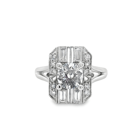 ROUND BRILLIANT CUT DIAMOND VINTAGE STYLE ENGAGEMENT SEMI-MOUNT RING