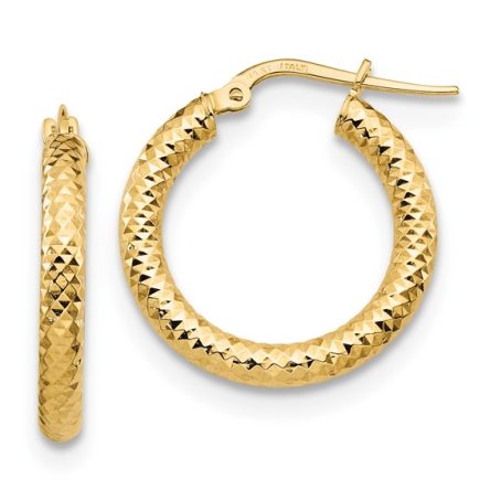 DIAMOND CUT ROUND HOOP EARRINGS