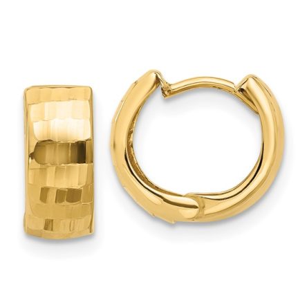 DIAMOND CUT HUGGIE HOOP EARRINGS
