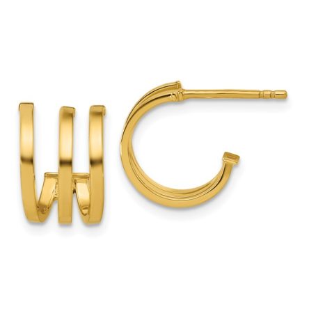POLISHED 3-ROW POST J-HOOP EARRINGS