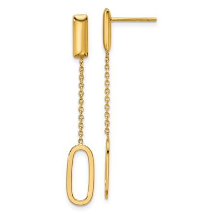 BAR POST WITH ELONGATED OVAL DANGLE STYLE EARRINGS