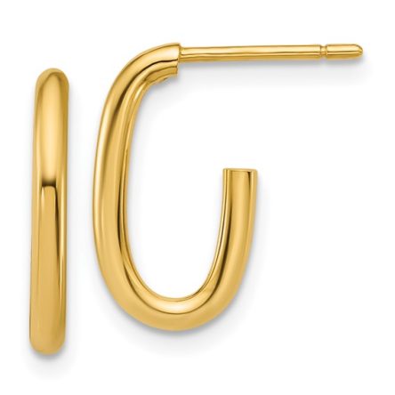 POLISHED OVAL POST J-HOOP EARRINGS