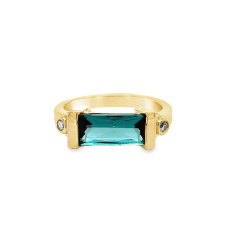 CARRIBEAN BLUE TOPAZ & DIAMOND RING