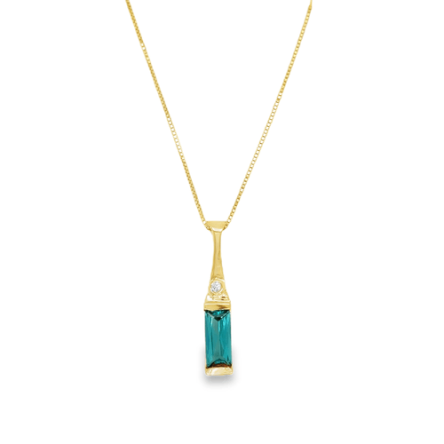 CARIBBEAN BLUE TOPAZ & DIAMOND NECKLACE